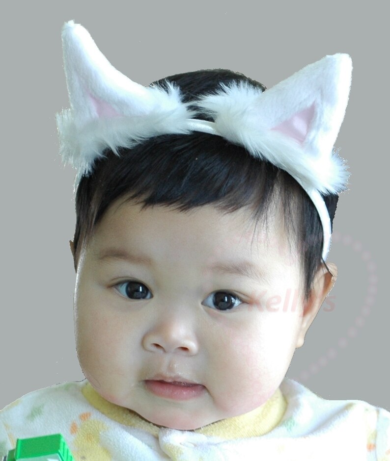 White Cat Earstoddler Halloween Costumewhite Kitten Ear Etsy