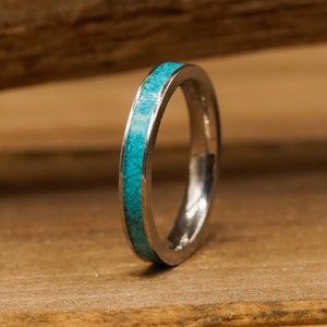 The Sierra | Women's 3mm Titanium Crushed Turquoise Stacking Ring