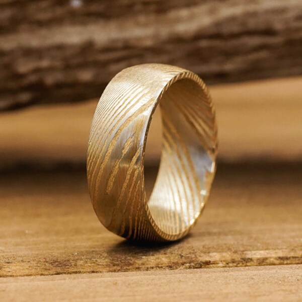 The Rawlings | Golden Damascus Steel Ring