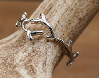 The Helena | Adjustable Antler Passing 925 Sterling Silver Twig Branch Ring One Size