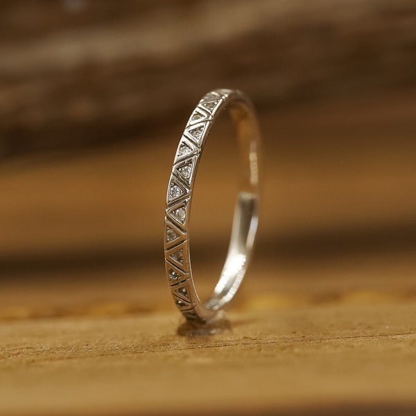 The Tallulah | Women's 925 Sterling Silver Aztec Boho Design Stacking Wedding Band