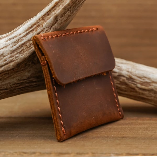 Leather Ring Pouch | Genuine Leather Square Travel Wedding Ring Pouch or Small Case