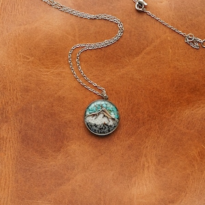 The Grand Peak | Stainless Steel Natural Gemstone Blue Turquoise & White Howlite Mountain Necklace