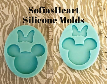 Mickey or Minnie Silicone Mold, Badge Size Mouse Head with Bow Silicone Mold, Silicone Mold Resin, Wax Mold, Handmade Mold, Resin Mold