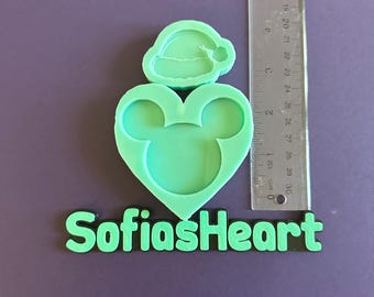 Mickey Silicone Mold with Santa Hat, Resin Craft Mold, Disney-Inspired Christmas Mold, Mouse Head with Santa hat Christmas silicone mold