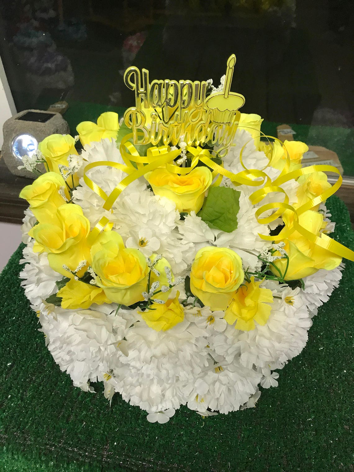 Silk Birthday Cake Cemetery Flowers Memorial Floral Etsy
