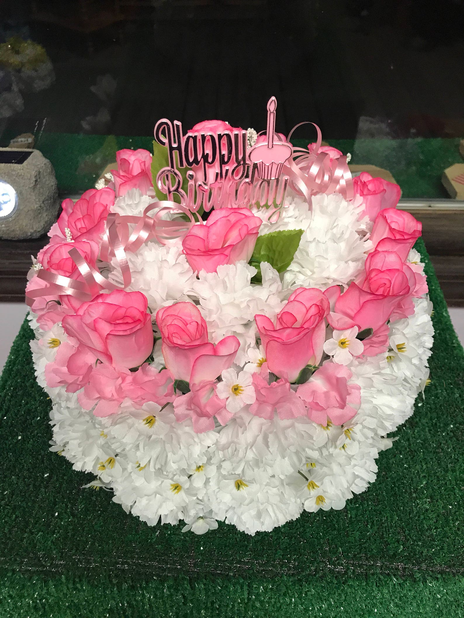 Silk Birthday Cake Cemetery Flowers Memorial Floral Etsy
