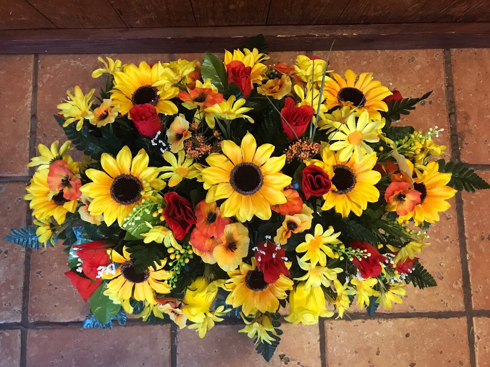 Large cemetery saddle flowers for grave Cemetery saddle Etsy