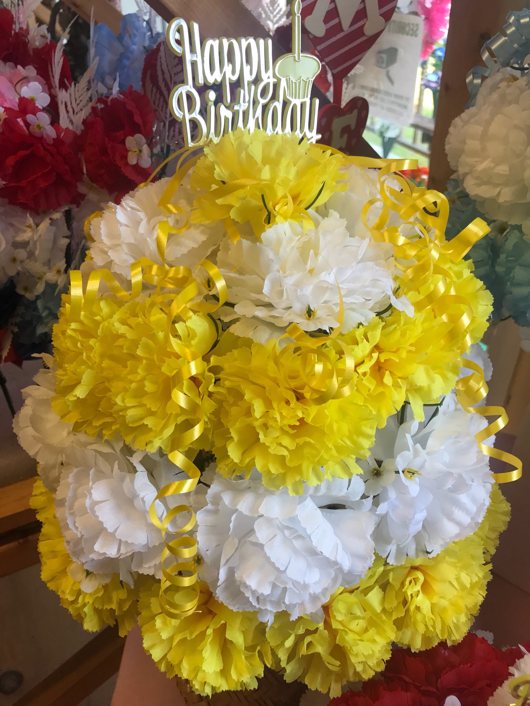 Cemetery Silk Memorial Birthday Cake Cemetery Flowers Etsy