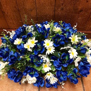 Cemetery flowers - cemetary flowers - Father&#39;s Day - gravesite decor - tombstone - headstone flowers - saddle - flowers for grave - grave