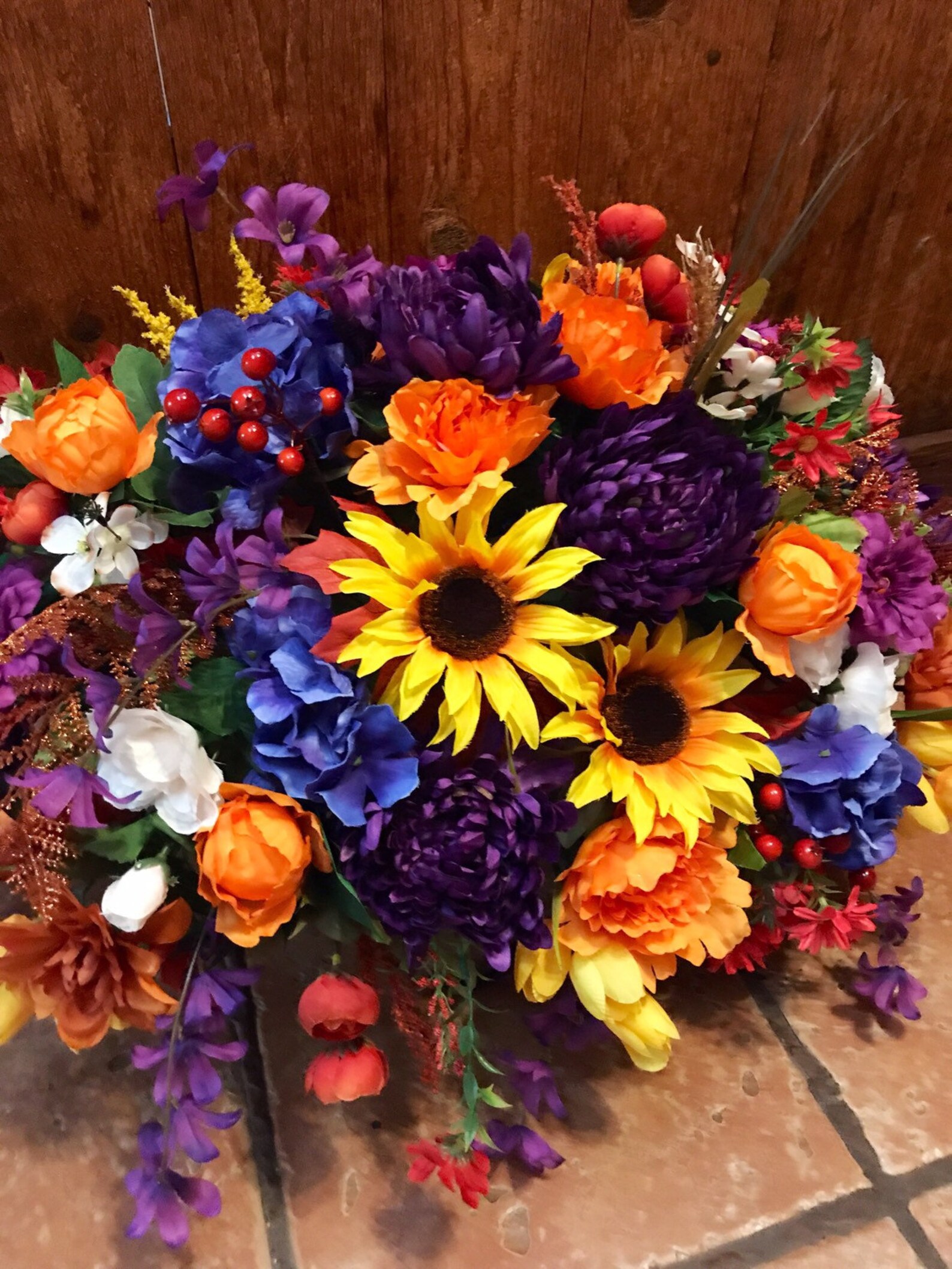 Cemetery saddle flowers for grave gravesite decor fall Etsy