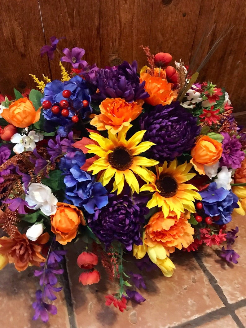 Cemetery Saddle Flowers for Grave Gravesite Decor Fall Etsy