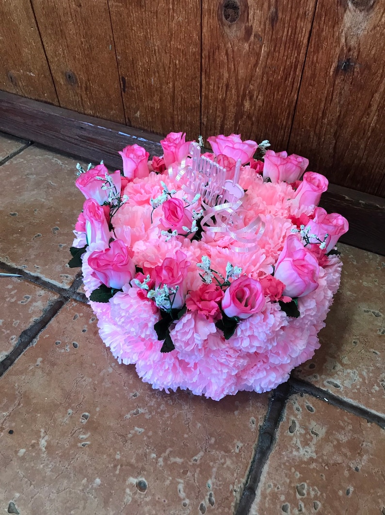 Silk Birthday Cake Cemetery Flowers Memorial Floral - Etsy