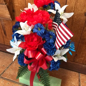 Cemetery flowers - flowers for grave - gravesite - cemetary flowers - Memorial Day - 4th of July - cone - vase