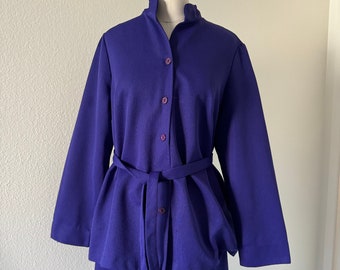 Mini chemisier Mod violet vintage des années 70 et ensemble de pantalon assorti avec un pantalon évasé et un haut/une tunique assortis ; Ensemble coordonné tunique uni RARE des années 70