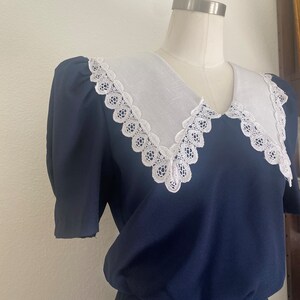 RESERVED USA Petites Gunne Sax Navy Blue Fit and Flare Dress With