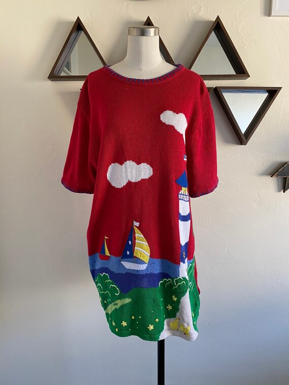 Vintage 80s Novelty Kitschy Pullover Sailing Embro