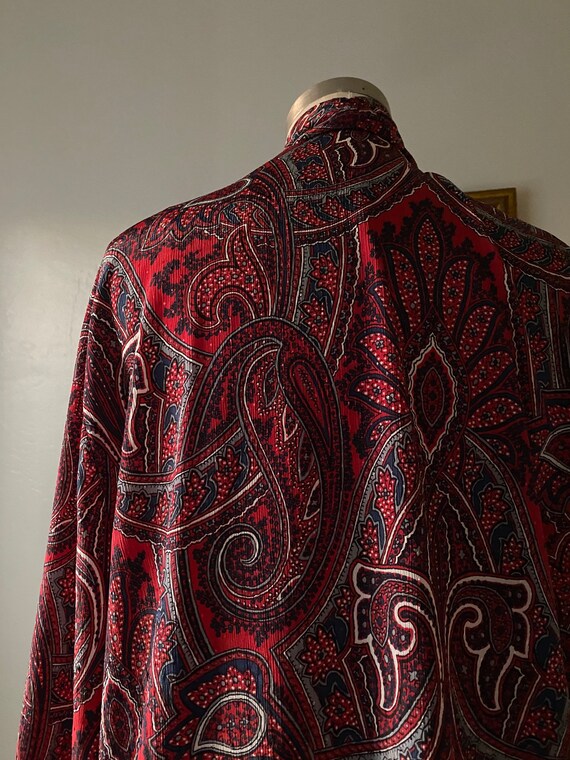 Vintage 70s Fall Tie Front Long Sleeve Paisley Bl… - image 5