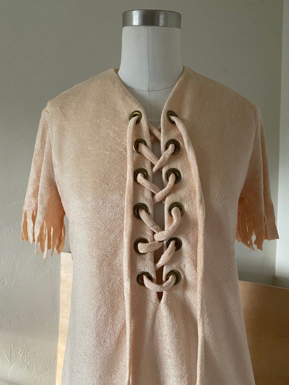 Vintage 70s Woodstock Lace Up Bohemian Fringe Micr