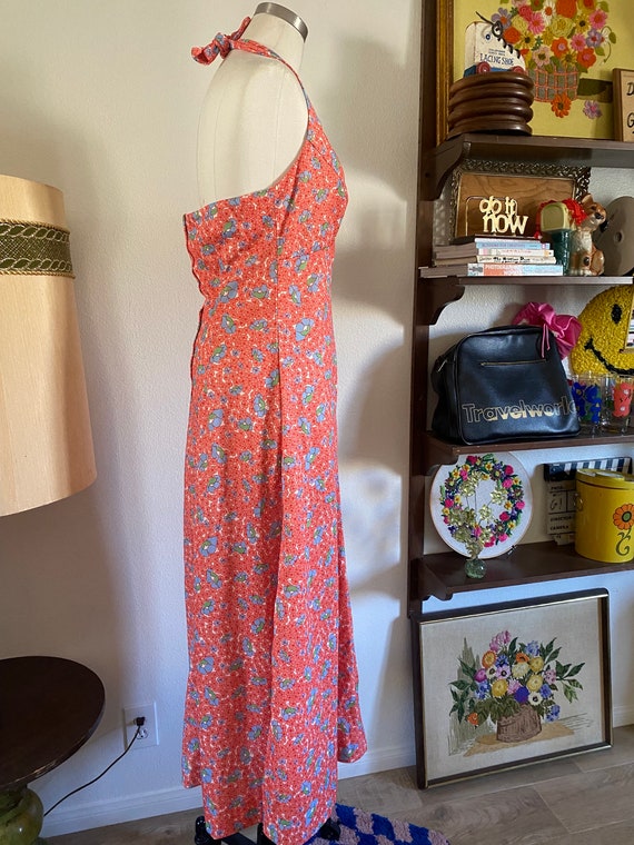 Vintage 60s Mod Handmade Halter Dress with Large … - image 4