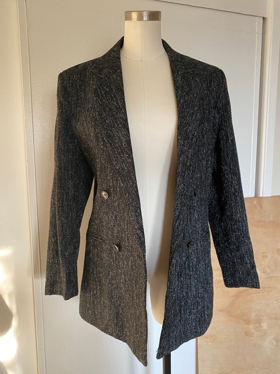 Vintage 70s 80s Tweed Wool Double Breasted Suit B… - image 8