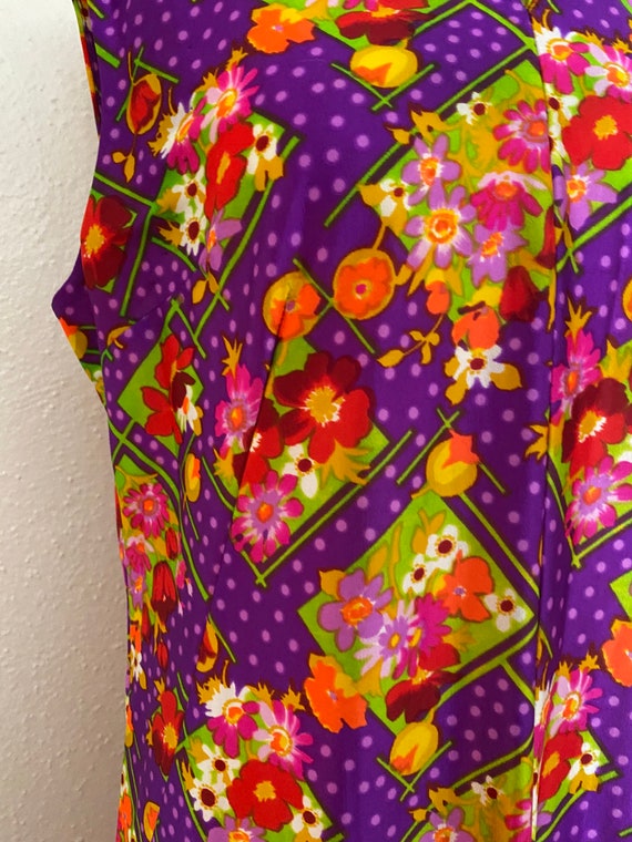 Vintage 60s Psychedelic Day Glo Daisy Maxi Dress … - image 3