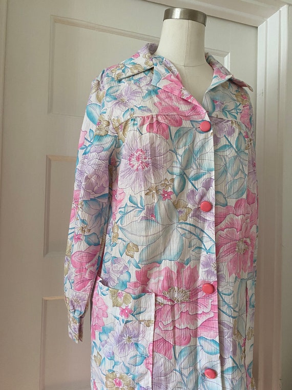 Vintage 60s Mod Bright Pastel Floral Dress/Housec… - image 3