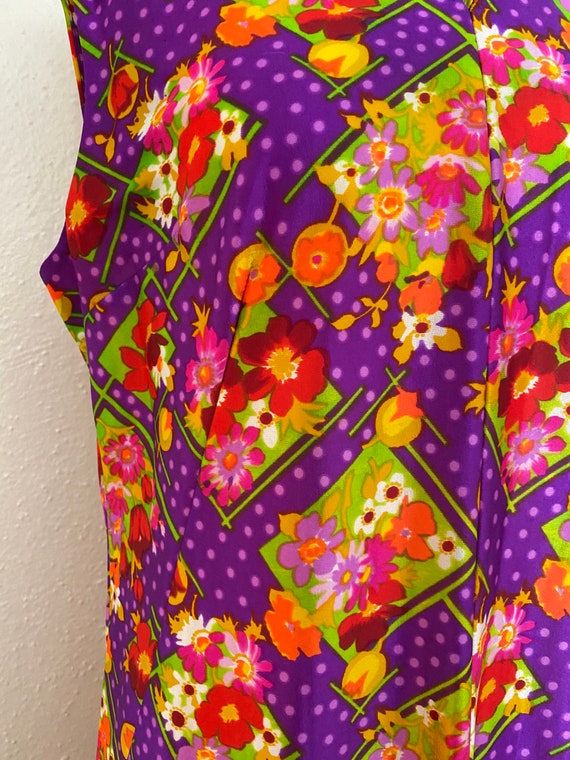 Vintage 60s Psychedelic Day Glo Daisy Maxi Dress … - image 6