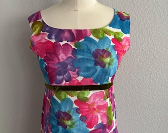 Vintage 60s Hostess Geometric Jewel Tone Floral Empire Waist Maxi Dress; 60s Feminine Spring Hostess Dress; 70s Bold Floral Velvet Dress XS