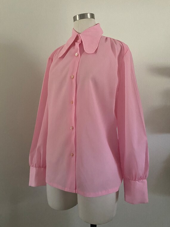 Bubble gum cotton piqué cropped blouse