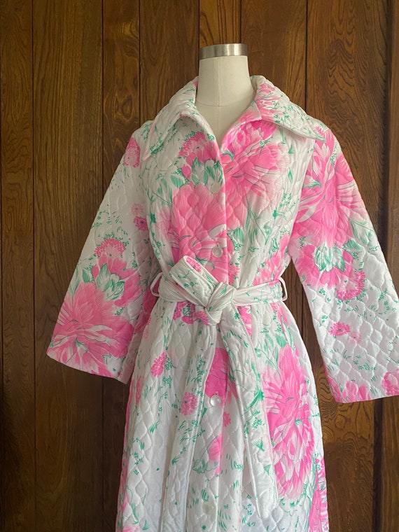 Vintage 60s Mod Bright Pastel Floral Quilted Dress