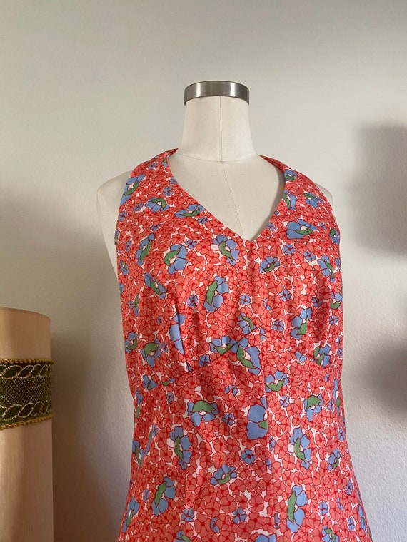 Vintage 60s Mod Handmade Halter Dress with Large … - image 2