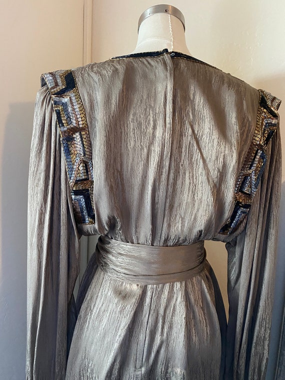 Vintage 60s Mod Belted Midi Dress with Wood Grain… - image 6