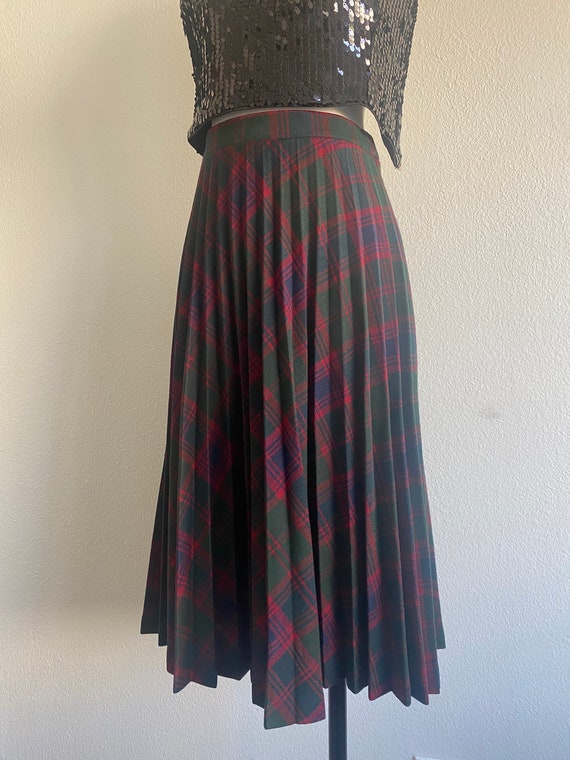 Vintage 60s Red and Green Plaid Pleated Holiday Midi Skirt 60s Nostalgic Wool Holiday Circle Maxi Pleated Skirt With Stripes M Christmas Etsy