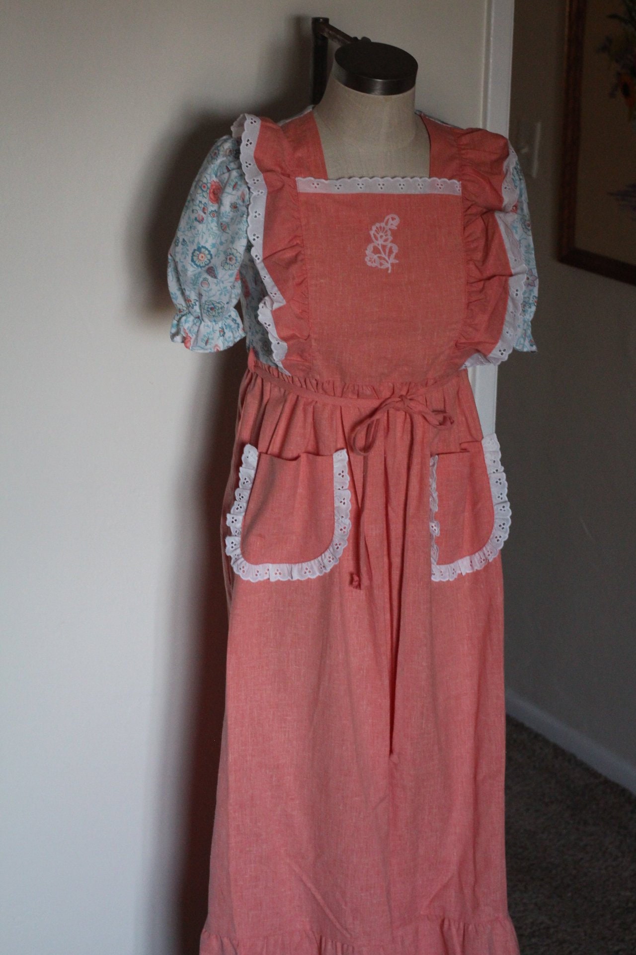 Vintage 70s Gunne Sax Inspired Floral Maxi/apron Dress With - Etsy