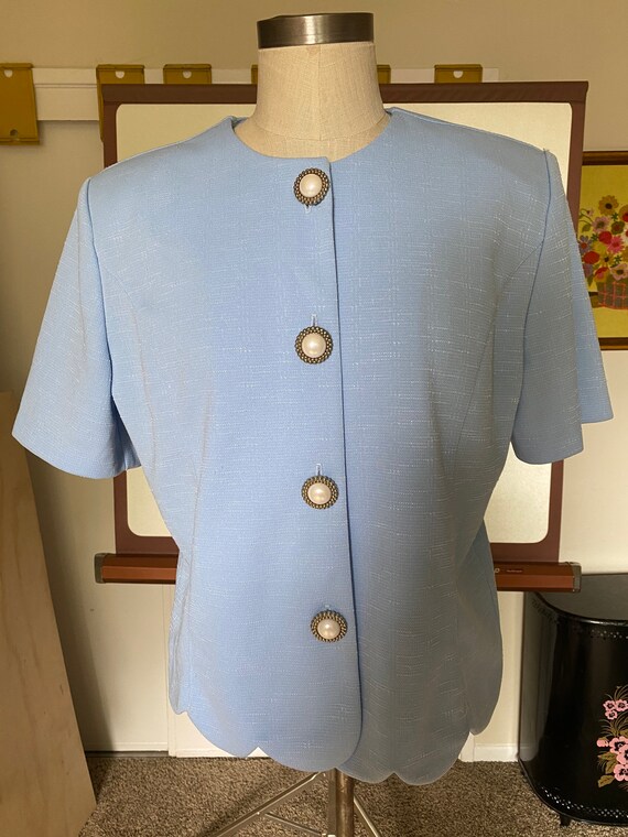 Vintage 70s Polyester Blazer Light Blue and Short