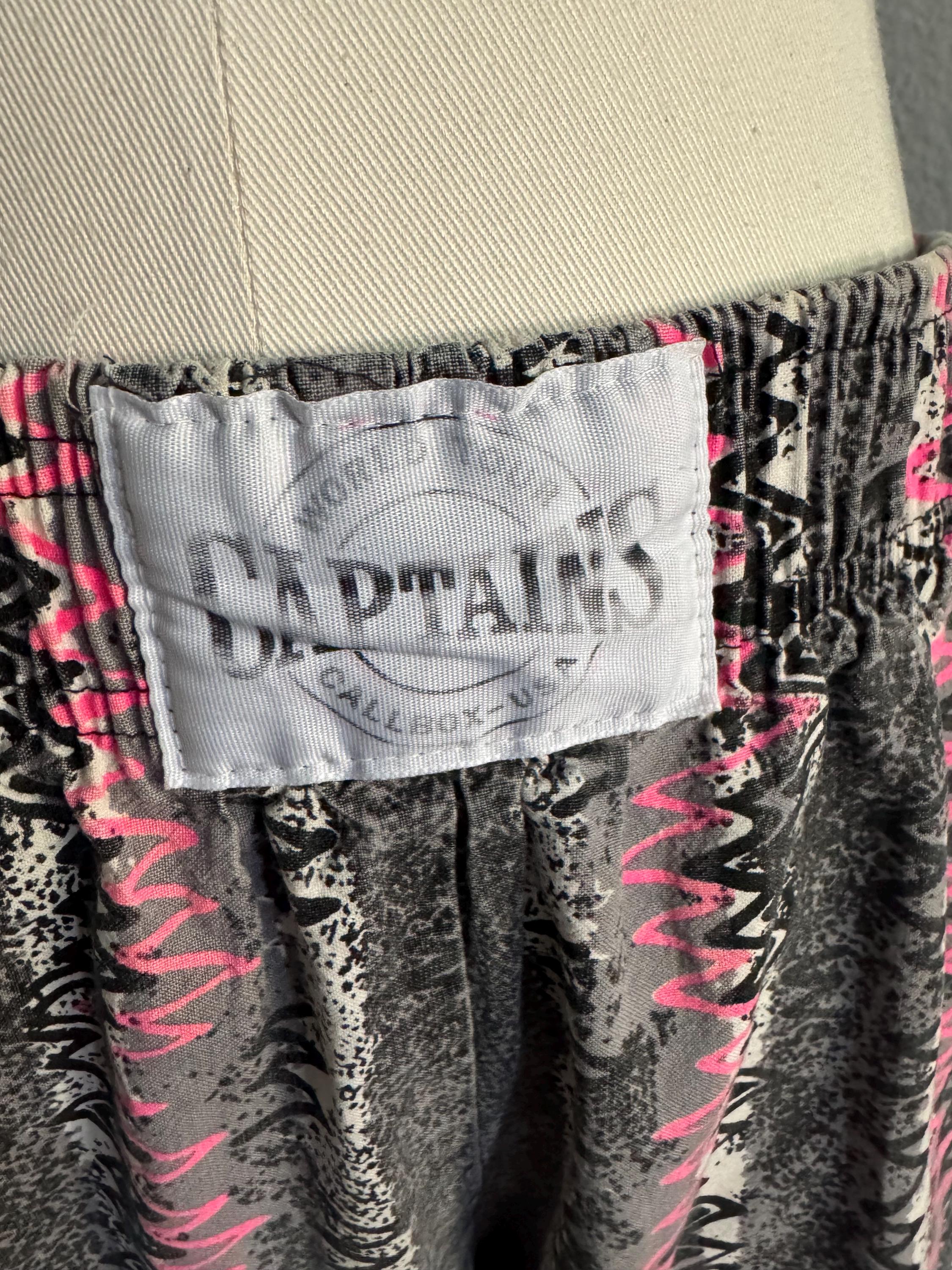 Vintage 80s Neon Harem Pants Zig Zag Novelty Print; High Waisted