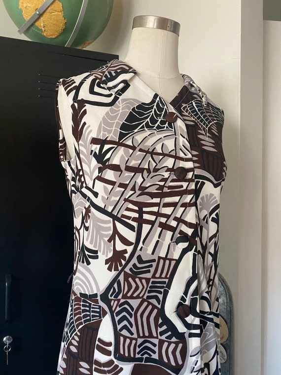 Vintage 60s Psychedelic Abstract Tikki Tank Dress… - image 7