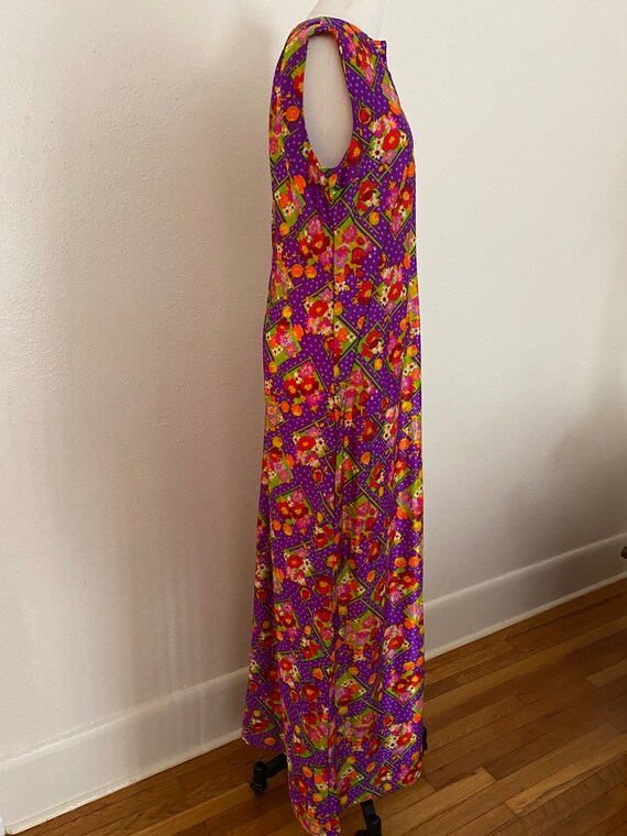 Vintage 60s Psychedelic Day Glo Daisy Maxi Dress … - image 5
