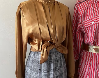 Vintage 80s Houndstooth High Waisted Checkered Wool Plaid Skirt; 70s Mod Fall Checkered High Waisted Midi Skirt S