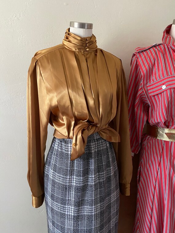 Vintage 80s Houndstooth High Waisted Checkered Wo… - image 1