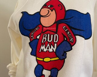 RARE Vintage 80s Budman Crewneck Sweatshirt from Budweiser; 87 Pannill Budweiser American Beer Vintage Crewneck ; Made in USA