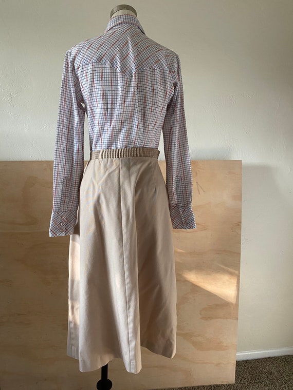 Vintage 80s Fall Preppy Khaki Elastic Circle Skirt 80s Koret Button Front Long Midi Skirt With White Snaps and Big Pockets XL Size 14 Etsy
