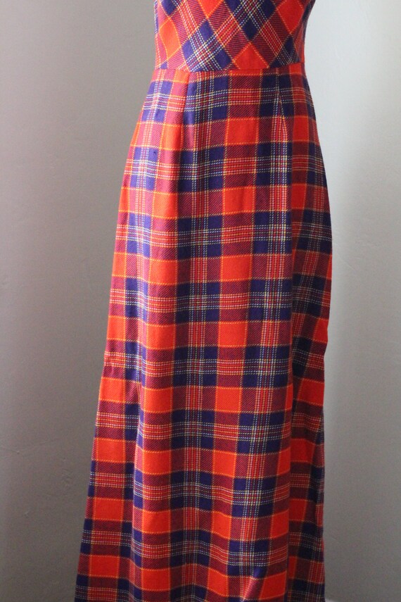 Vintage 70s Argyle/Plaid Maxi Dress; Red, Purple,… - image 3