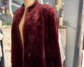 Vintage jaren 60 Central Park Zoo vakantie grof hoogpolig bijgesneden jack van imitatiebont; Jaren 70 donkerbruin bont oversized lang vest jas L