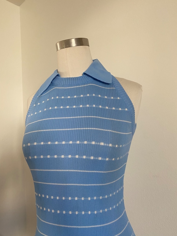 Vintage 70s Stretch Knit Ribbed Tank Top with Str… - image 2