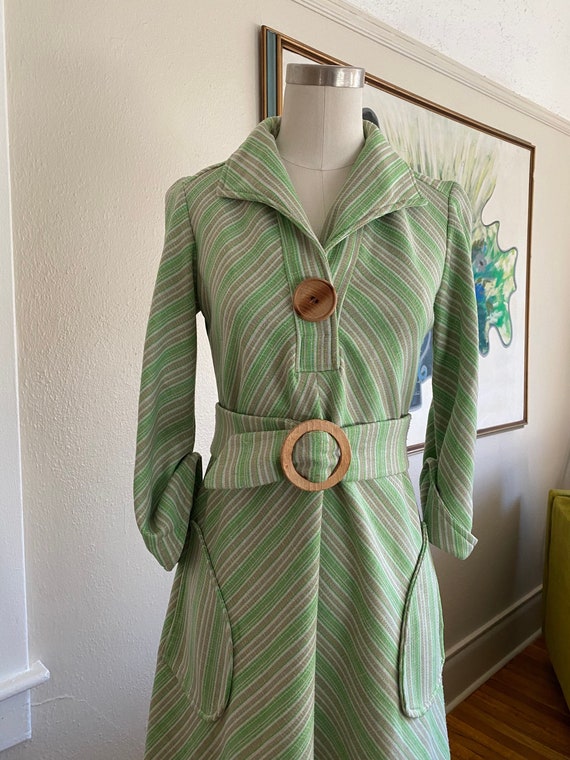 Vintage 60s Mod Mini Striped Long Sleeve Dress in 