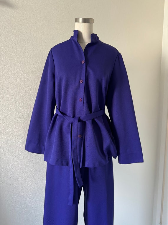 Vintage 70s Purple Mod Mini Blouse and Matching Tr