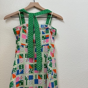 Vintage 70s Bohemian Patchwork Halter Dress with Ditsy Colorful Floral; 70s Summer Pastel Floral Quilted Cotton Gunne Sax Maxi Dress  XXS