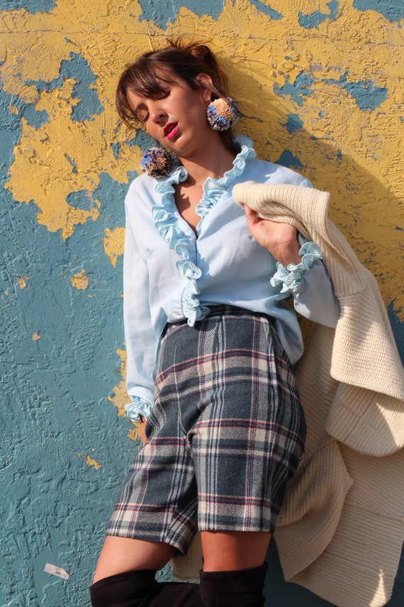 Vintage 50s Shorts XS, Jo Collins Wool Plaid Short